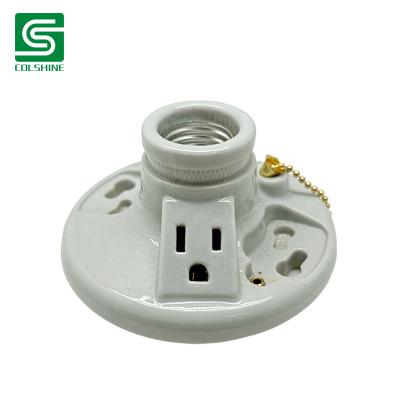China OEM Screw Mount Ceramic Lampholder Heat Resistant Porcelain Lamp Base with Pull Chain Hersteller