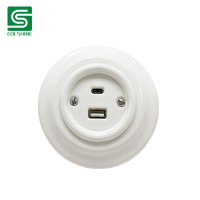 Porcelain USB outlet socket