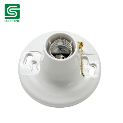 China OEM White Plastic Keyless Ceiling Lampholder Fixture Pull Chain Screw Type Plastic Bulb Socket Hersteller