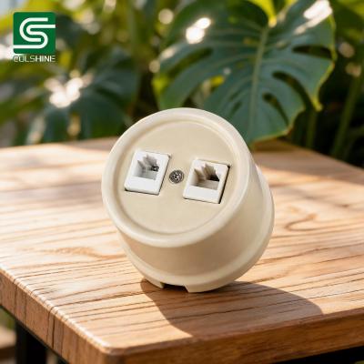 China OEM Vintage Ceramic RJ45 RJ11 Wall Socket with Retro Porcelain Faceplate for Ethernet Network and Telephone Connections Hersteller